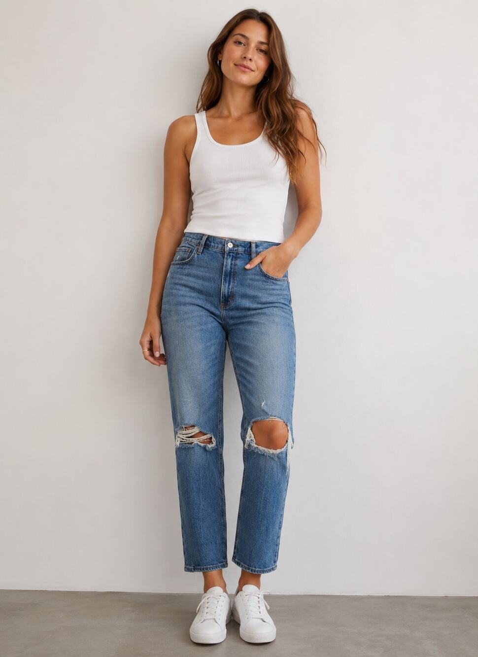 Abercrombie & Fitch SZ 33/16R The Ankle Straight Ultra High Rise Distressed
